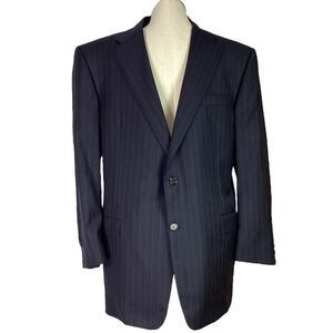 Hickey Freeman Blazer Men 44R Black Striped Loro Piana Super 130 Wool Jacket